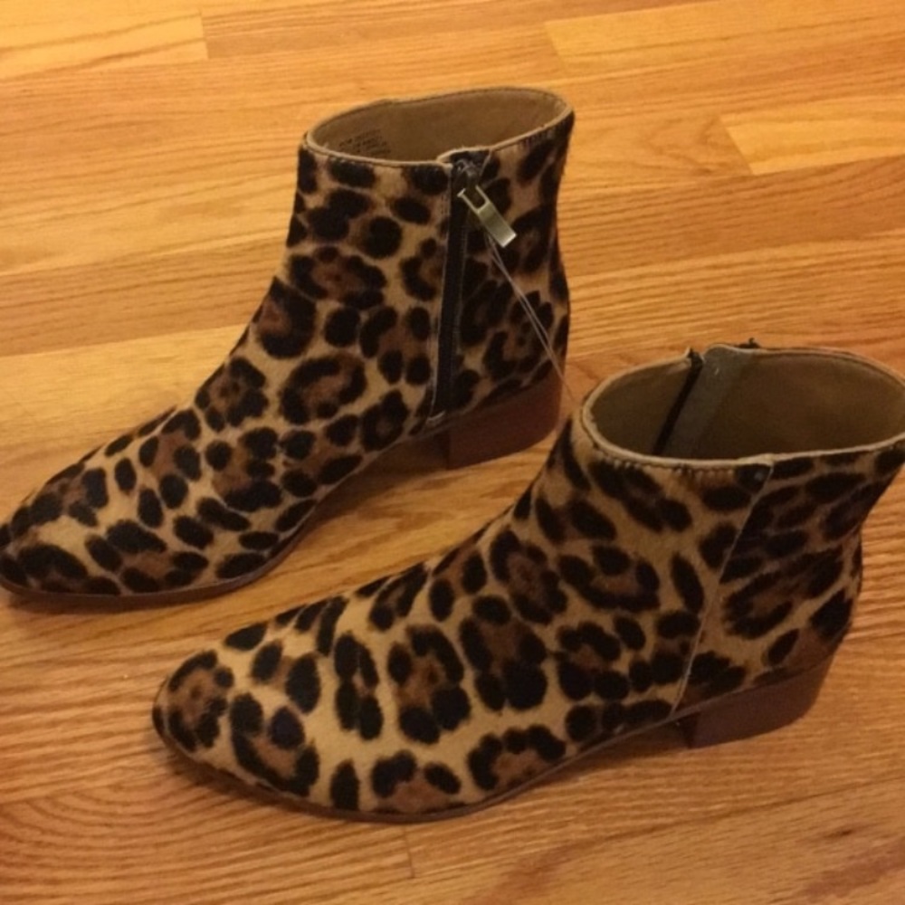 j Crew leopard booties size 6 , never worn!